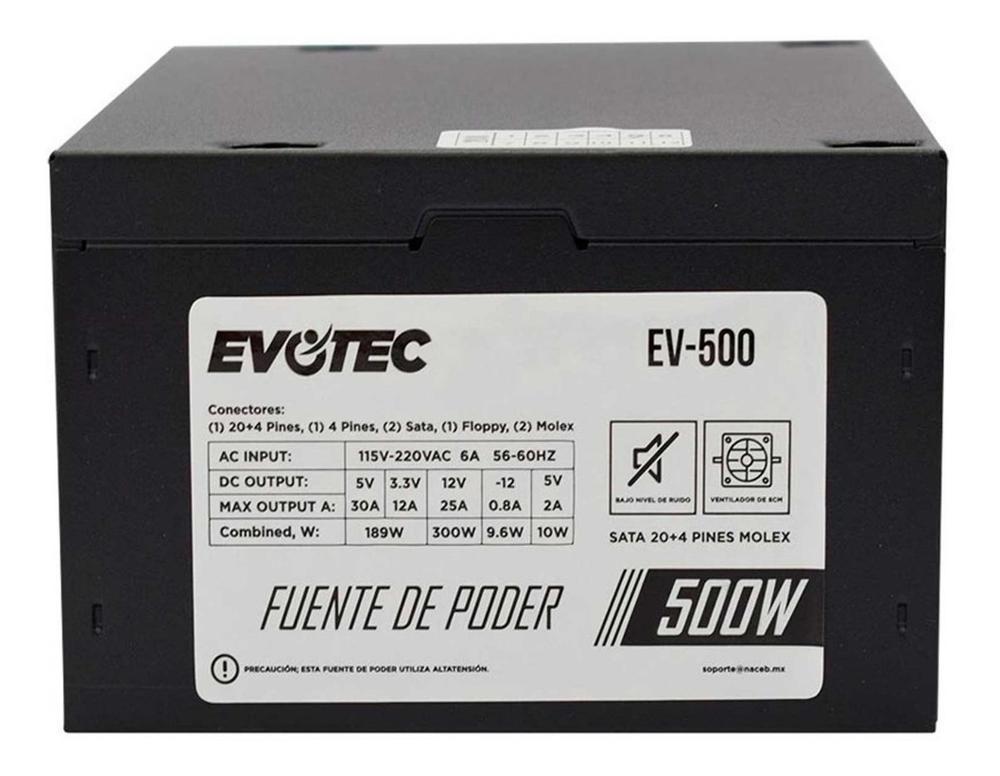 * FUENTE DE PODER EVOTEC EV - 500 DE 500W *